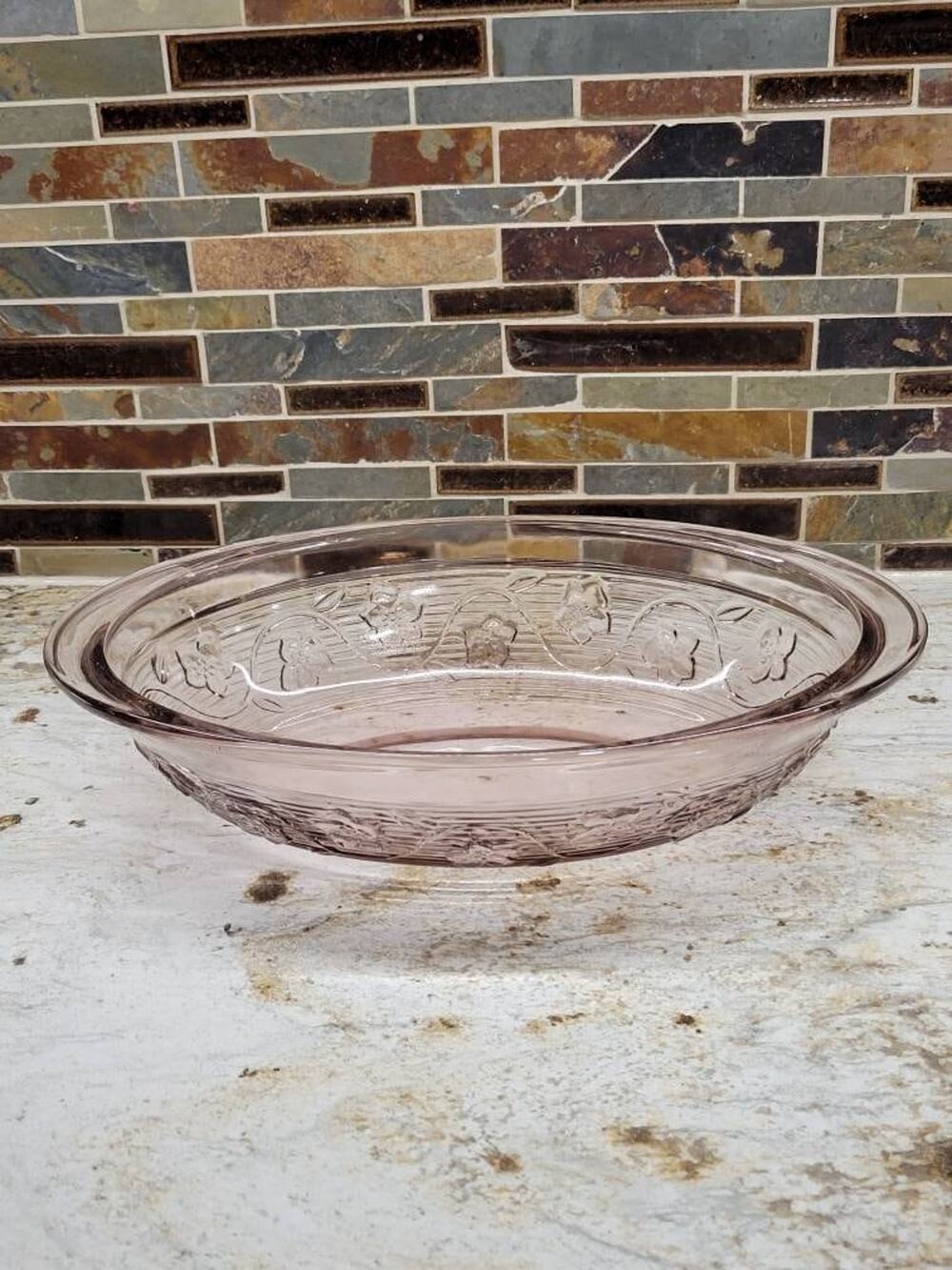 VTG Anchor Hocking Avalon Amethyst Purple Glass Oval Casserole Dish Baking Bowl